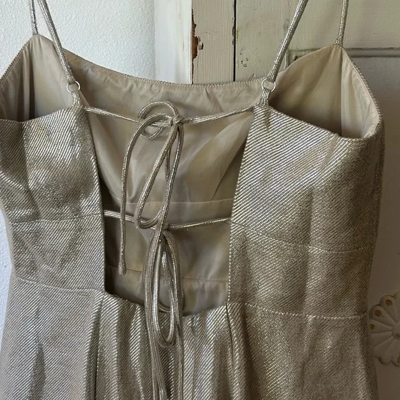 NWT J. Crew | Womens Champagne Shimmer Spaghetti Strap Midi Sheath Dress Size 10 - Picture 8 of 16